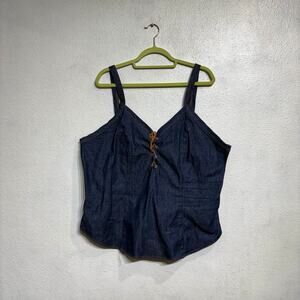 Goddess Blue Denim Vintage Corset Blouse Sz 3X
